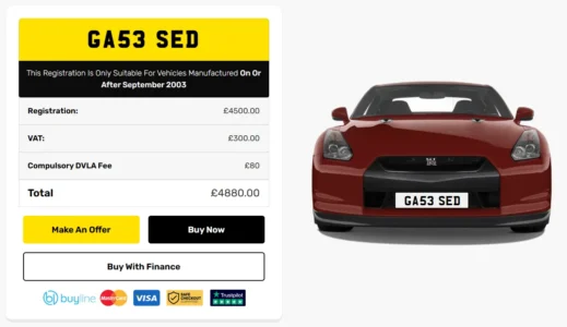 Easy-to-order personalised number plate from JDM Plates