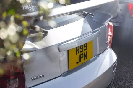 close up of a legally compliant jdm plates